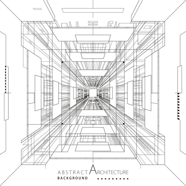 Ilustrační Architektura Abstraktní Konstrukce Perspektiva Kreslení Linie Design Technologie Černá Vektorová Grafika