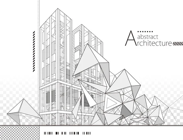 Ilustrace Lineární Kresba Imagination Architektura Městský Design Architektura Moderní Abstraktní Royalty Free Stock Ilustrace