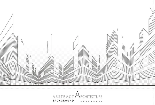 3D插画直线绘图 想象建筑城市建筑设计 建筑现代抽象背景 — 图库矢量图片