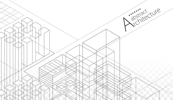 Ilustrace Imagination Architektura Budova Stavební Perspektiva Design Abstraktní Moderní Městské Stock Vektory