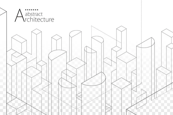 Illustration Fantasi Arkitektur Byggnad Perspektiv Design Abstrakt Modern Urban Byggnad — Stock vektor