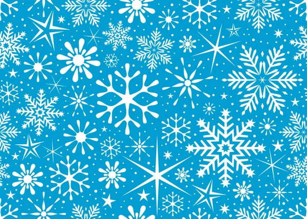 Abstract Snowflake Seamless Decorations New Year Christmas Blue Background — Stock Vector