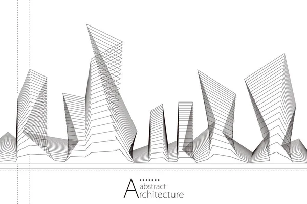 Ілюстрація Абстрактний Сучасний Міський Ландшафтний Малюнок Уявний Архітектурний Дизайн Будівництва — стоковий вектор