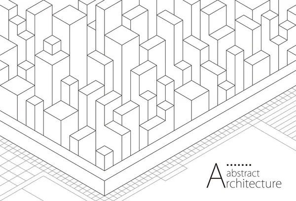 Illustration Fantasy Abstract Architectural Building Perspective Design Background Line Drawing — ストックベクタ