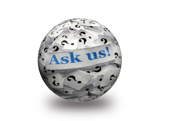 Ask us questions 3d ball — Stock Photo, Image