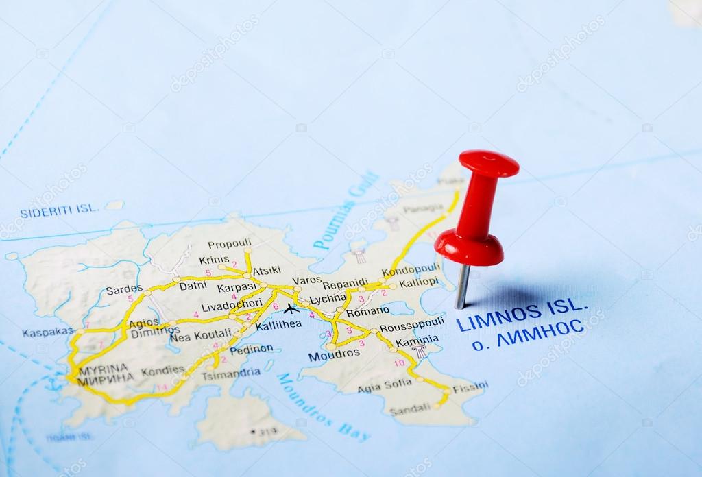Limnos Insel Griechenland Karte - Stockfotografie: lizenzfreie Fotos