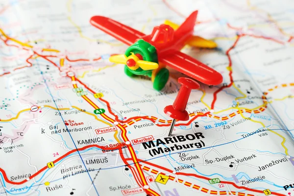 Maribor, Slovenya harita uçak — Stok fotoğraf
