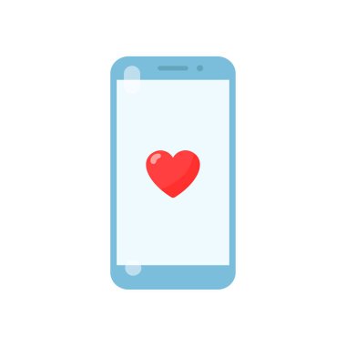 Ekranda kalbi olan bir telefon simgesi, Sevgililer Günü için bir tasarım oluşturma ögesi.