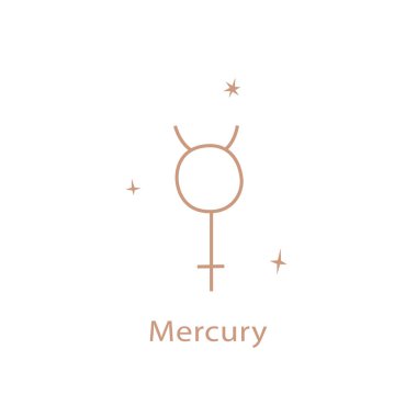 Mercury 'nin Astrolojik işareti, şirin çevre biçimi.