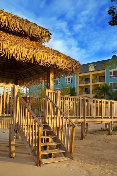 Pavilion in natural style on a beach. — Stock Photo, Image