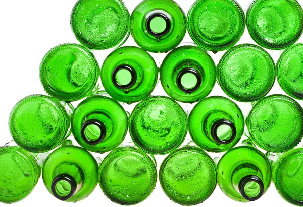 Empty glass green bottles — Stock Photo, Image
