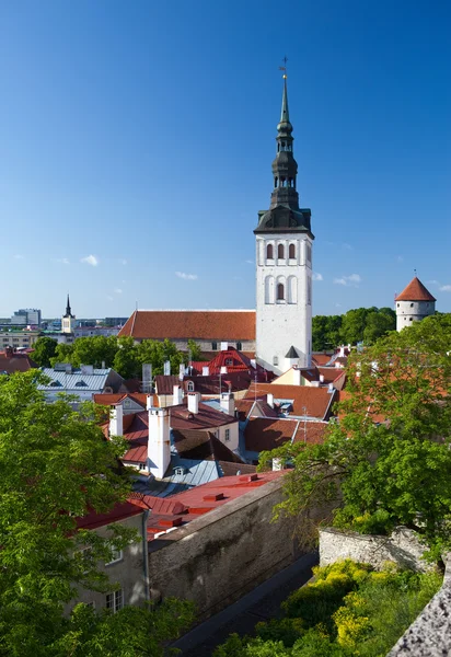 Widok na kościół Świętego Mikołaja (niguliste). Stare Miasto, Tallin, estonia — Zdjęcie stockowe