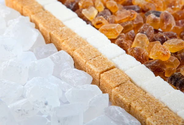 Granulated sugar, sugar not refined, sugar candy white and brown — Stock Photo, Image