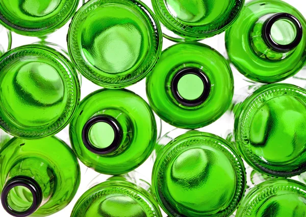 Empty glass green bottles Stock Image