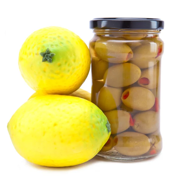 Healthy food - olive and lemons — Stock Photo, Image