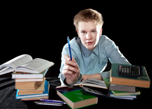 The pupil is angry about a large number of lessons — Stock Photo, Image