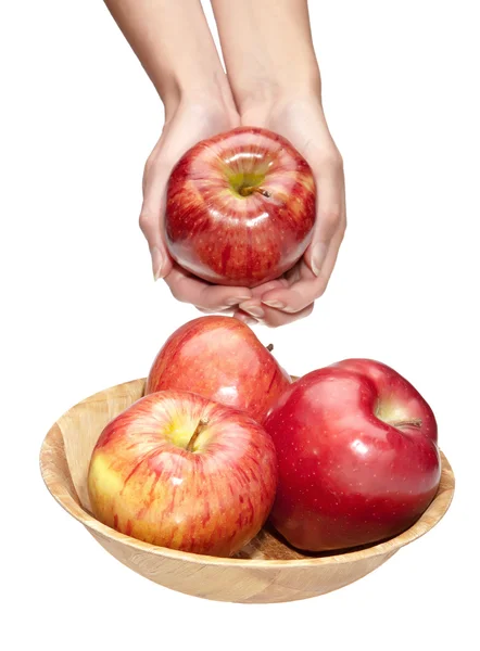 Hand und Apfel — Stockfoto