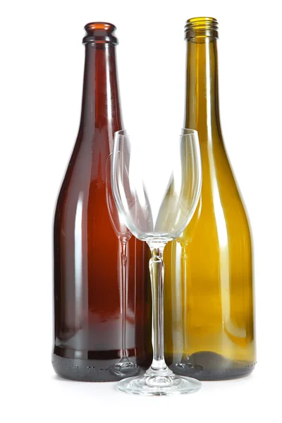 Bright colorful wine bottles and glass — Stock Photo, Image