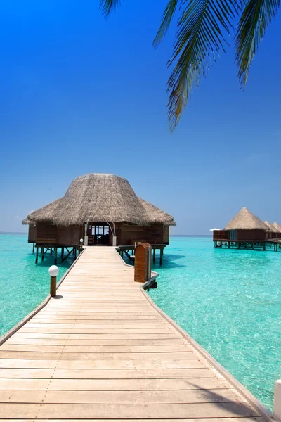 Двор над водой для отдыха. Море, Мальдивы — стоковое фото