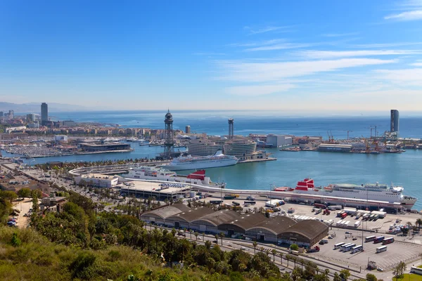 Hiszpania. Barcelona. widok z góry na port morski — Zdjęcie stockowe