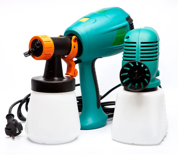 Twee verschillende bouw elektrische airbrushes voor kleuring voor verpulvering van kleur — Stockfoto