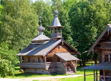 eski ahşap mimarisinin Açık Hava Müzesi. Rusya. vitoslavlitsy, büyük novgorod