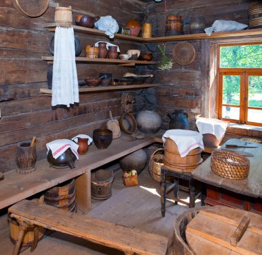 eski ahşap mimarisi, günlük kulübe iç açık hava Müzesi. vitoslavlitsy, büyük novgorod