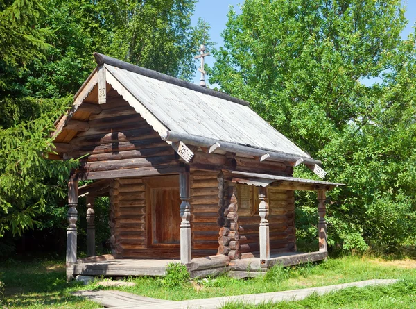 Open-air museum of ancient wooden architecture. Russia. Vitoslavlitsy, Great Novgorod — Stock Photo, Image