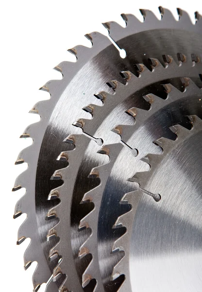 Circular saw blade for wood with hard alloy insertions — Stock Photo, Image