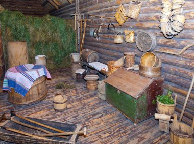 eski ahşap mimarisi, günlük kulübe iç açık hava Müzesi. vitoslavlitsy, büyük novgorod