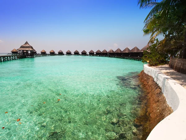 Houses on piles on sea. Maldives — Stock Photo, Image