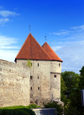 Ortaçağ kule - duvar parçası. Tallinn, Estonya