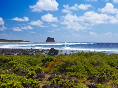 Mauritius. dağlar ve Hint Okyanusu