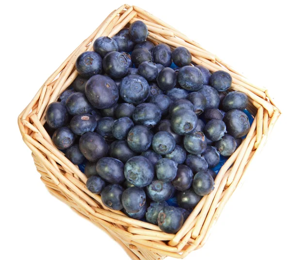 Der Korb voller reifer Blaubeeren — Stockfoto