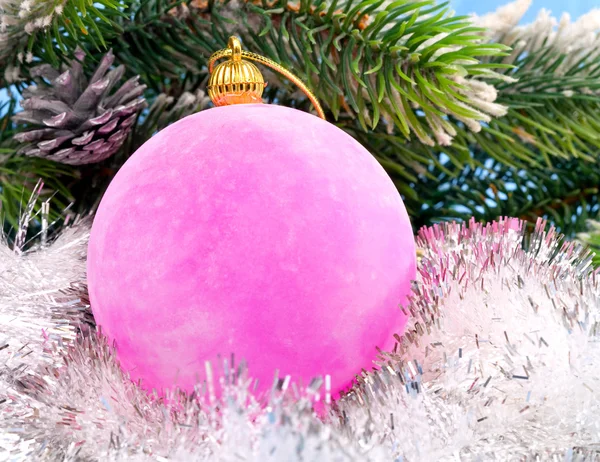 Pink velvety New Year's ball — Stock Photo, Image