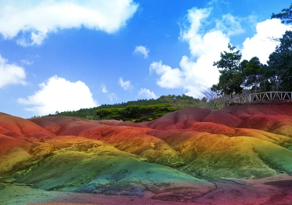 Hlavní pohled na Mauritius-Chamarel-sedm barevných zemí — Stock fotografie