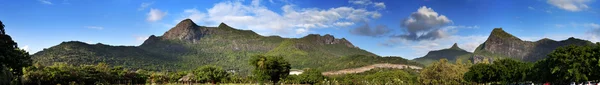 Povaha Mauricia. Dřevo a hory, panorama — Stock fotografie