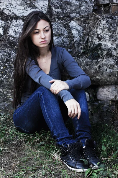 Sad teenage girl — Stock Photo, Image