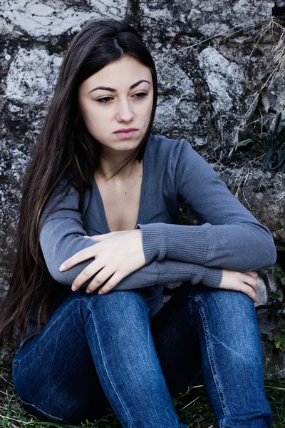 Triste adolescente menina — Fotografia de Stock