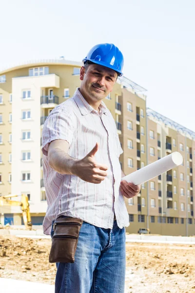 Architect at construction site — Stock Photo, Image