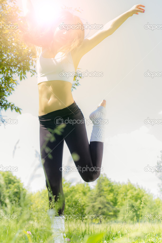Happiness girl jumping