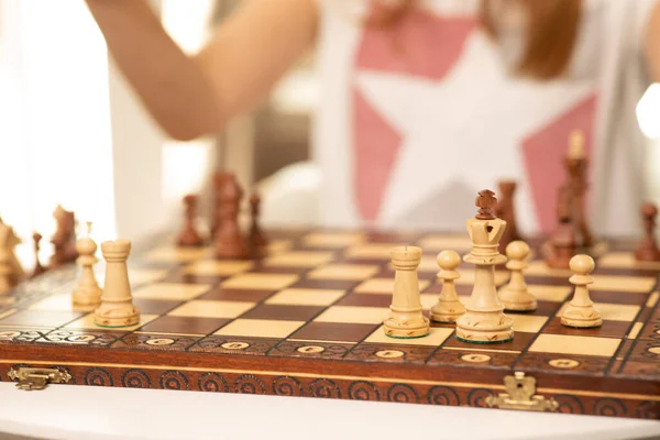 Chessboard Strategi Koncept Närbild — Stockfoto