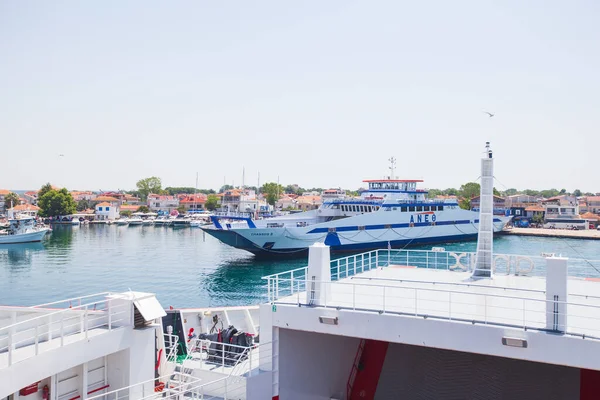 Summer Travel Journey Destination Passenger Ferry Boat Port Keramoti Island — Stock Photo, Image