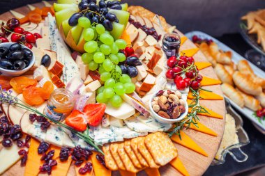 Mixed Fruit Cheese Ham Dish At Birthday Buffet Food Event Catering Festive Restaurant Table