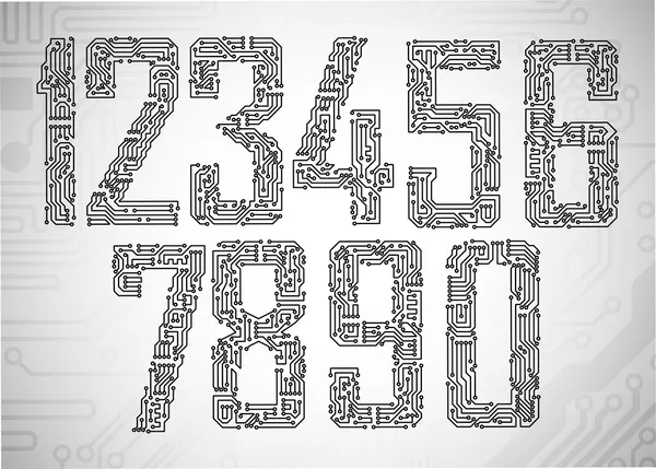 Circuit board digits — Stock Vector