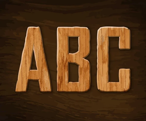 Alphabet made of wood — Stock Vector