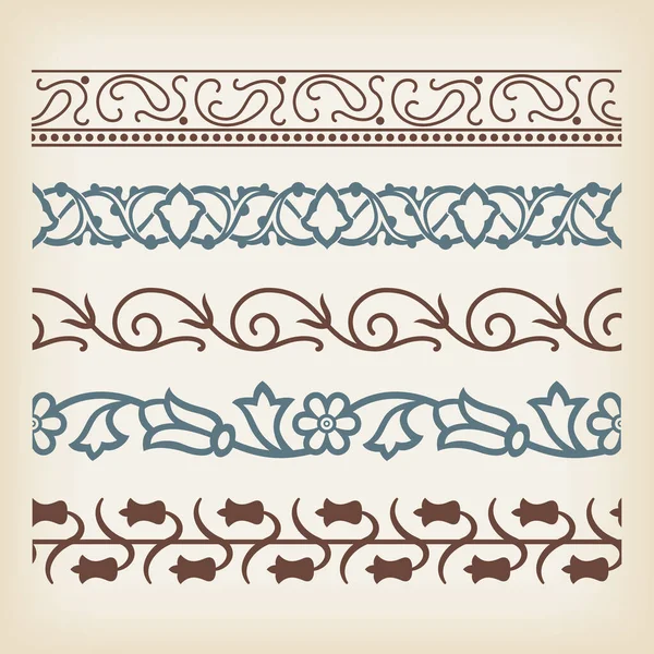 Conjunto Bordes Decorativos Sin Costuras — Vector de stock