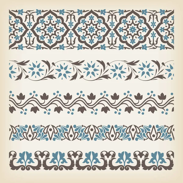 Set Seamless Decorative Borders Stock Vector