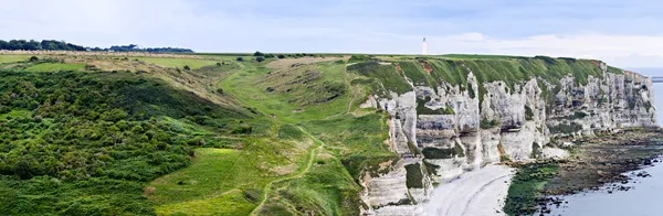 Klippen von Etretat Panorama, Normandie, Frankreich — Stockfoto