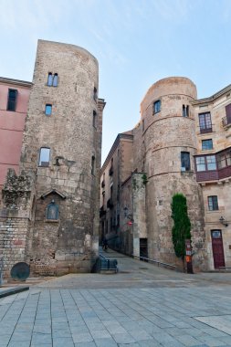 Roman Wall at the Gothic Quarte in Barcelona clipart